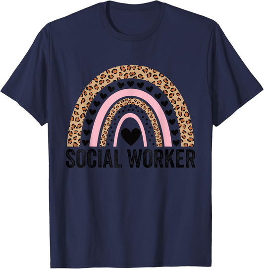 Social Worker School Social Worker Rainbow T-Shirt - T-Shirt | Navy