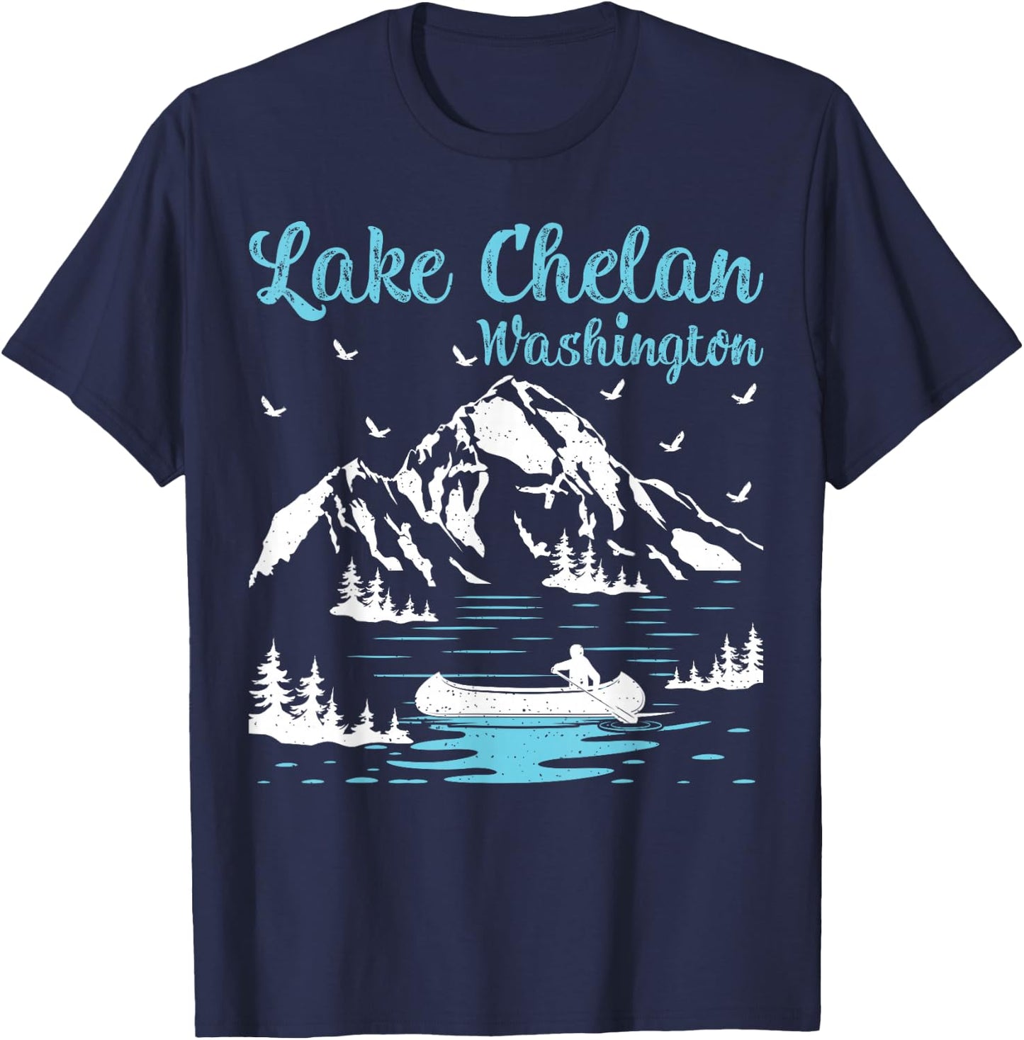 Summer Vacation Retro Washington Lake Chelan T-Shirt - T-Shirt | Navy