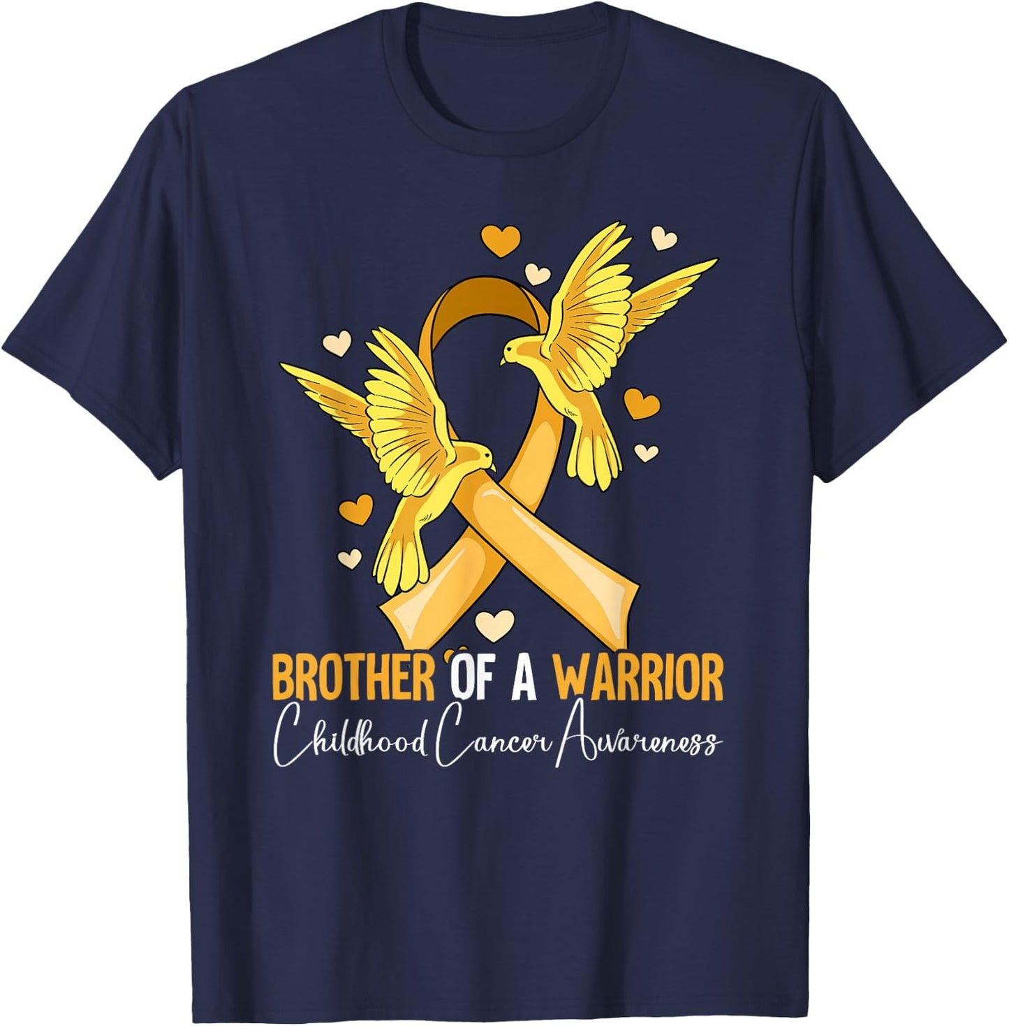 Brother Of A Warrior Childhood Cancer Awareness T-Shirt - T-Shirt | Navy