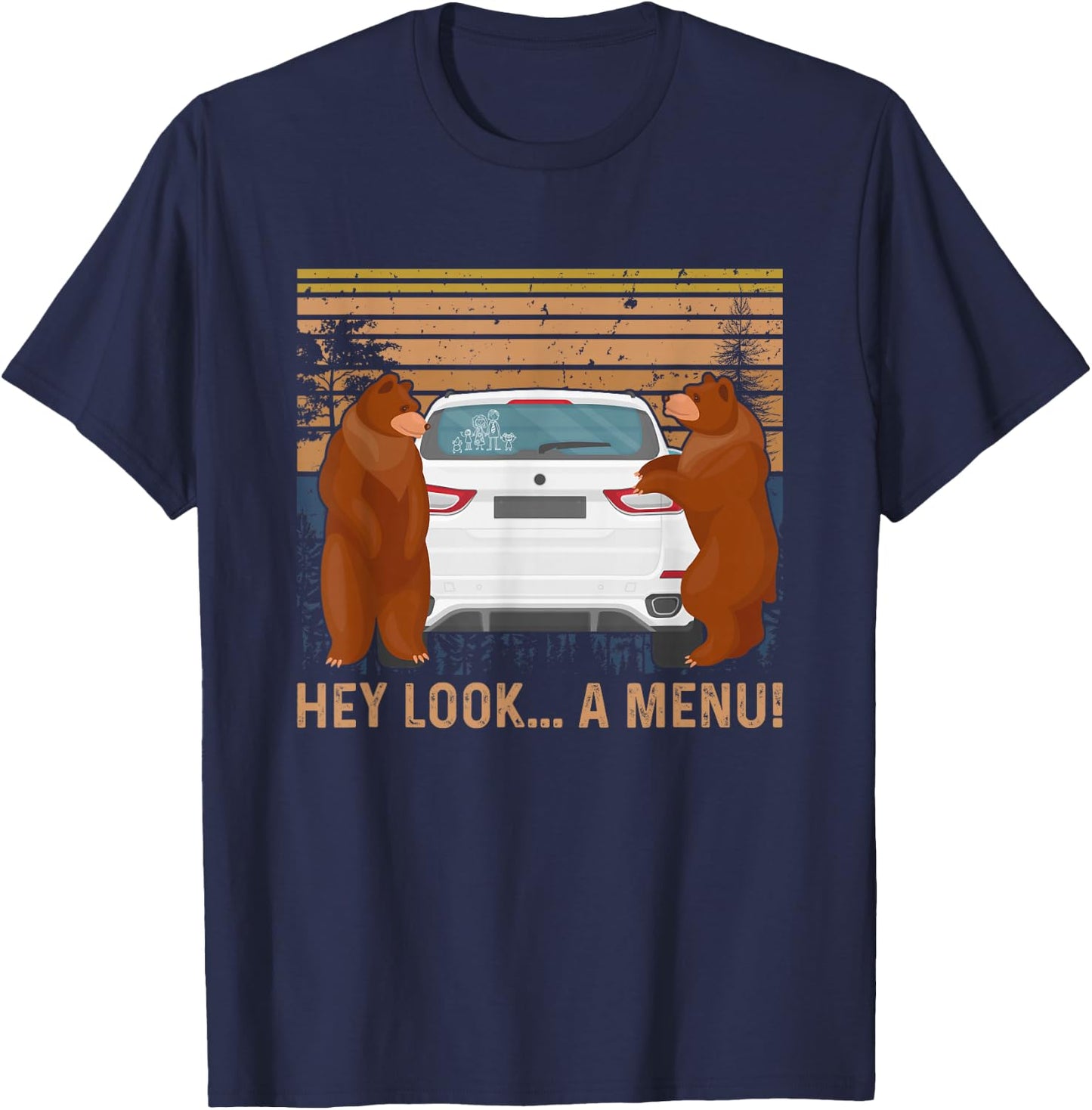 Hey Look A Menu Funny Camping Camper Vintage Bear T-Shirt - T-Shirt | Navy