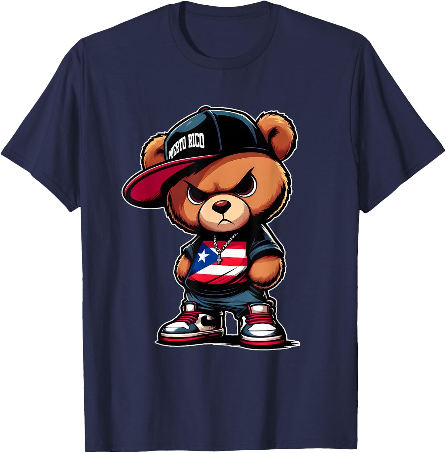 Cute Teddy Bear Puerto Rico Flag Shirt Boricua Puerto Rican T-Shirt - T-Shirt | Navy