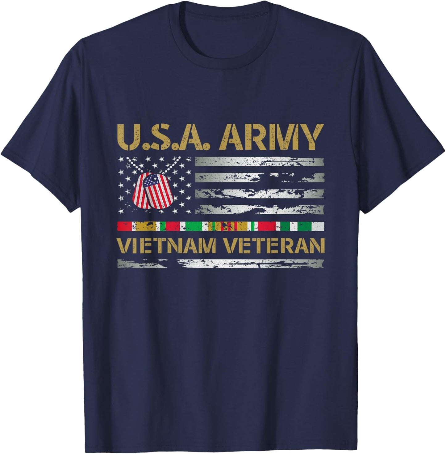 USA Army Vietnam Veteran USA Flag Veteran Vietnam Army T-Shirt - T-Shirt | Navy