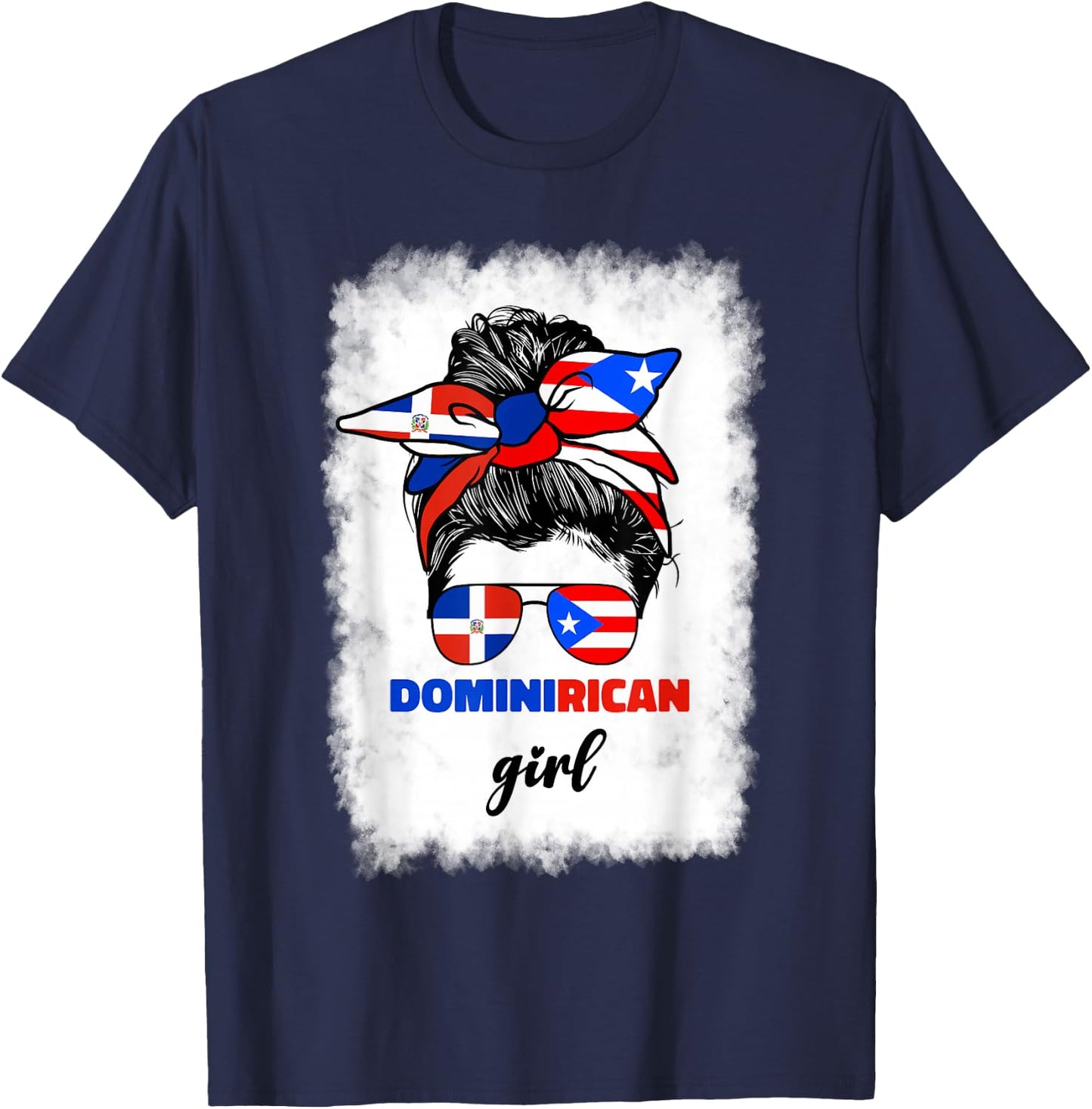 Half Dominican And Puerto Rican Rico Flag DominiRican Girl T-Shirt - T-Shirt | Navy