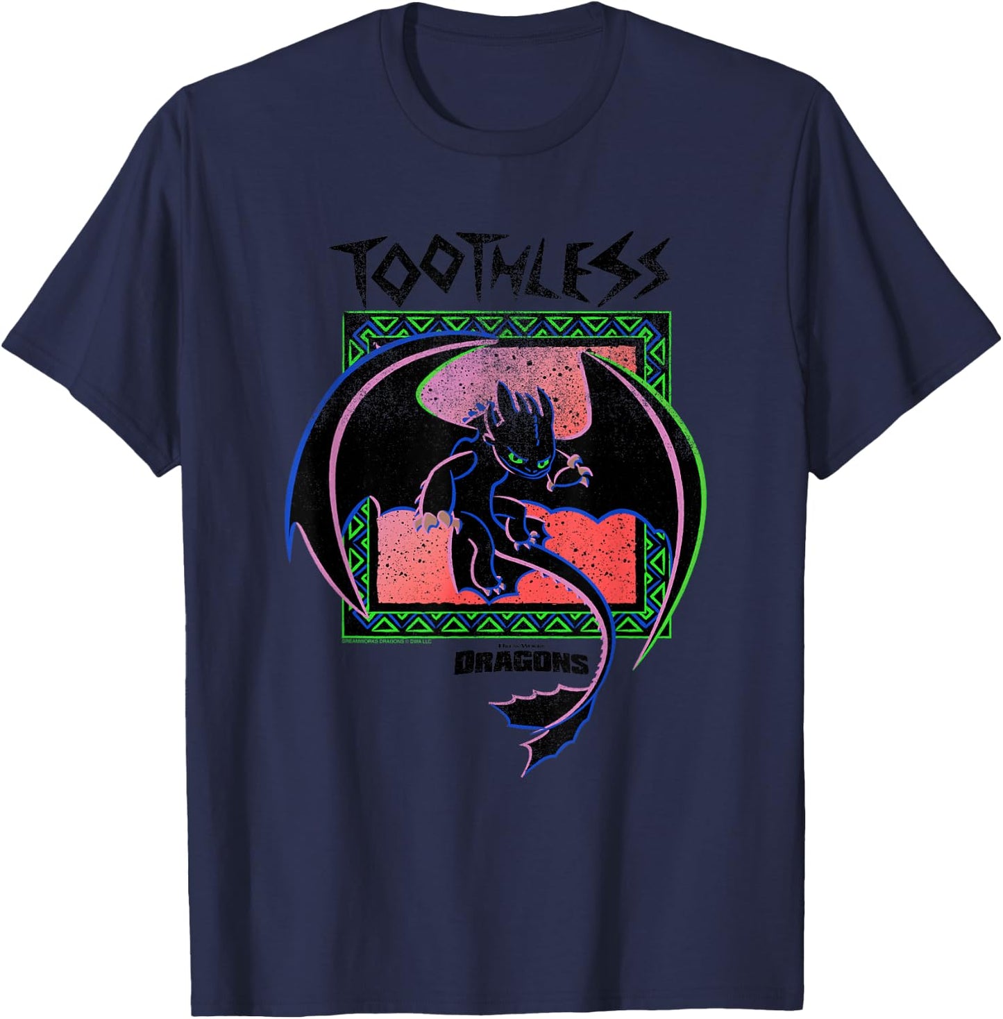 DreamWorks Dragons Toothless Neon T-Shirt - T-Shirt | Navy