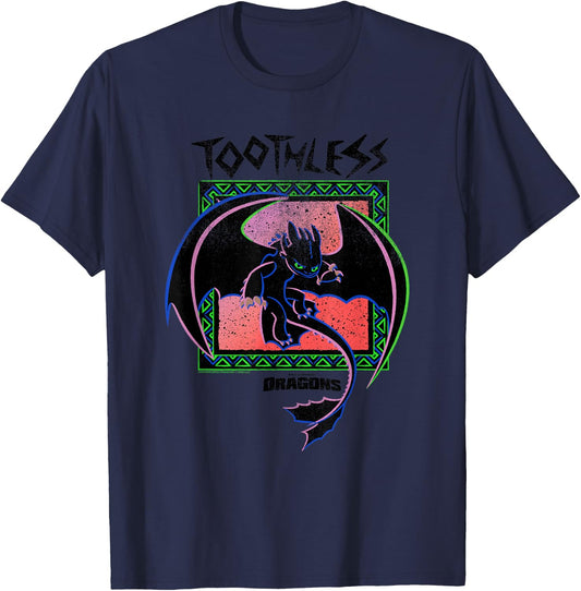 DreamWorks Dragons Toothless Neon T-Shirt - T-Shirt | Navy