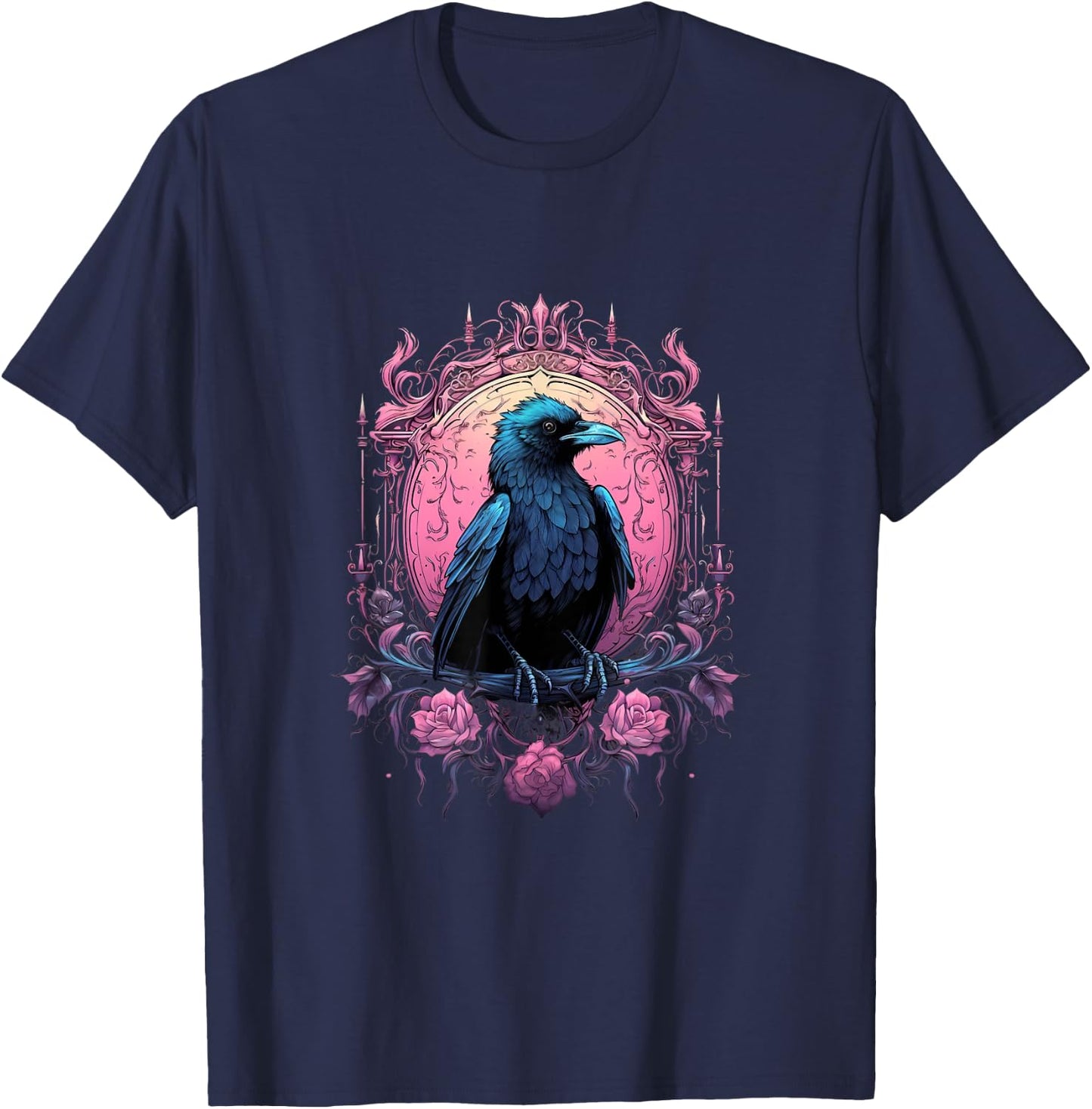 Pastel Goth Gothic Crow Bird Kawaii Anime Nu Goth Aesthetic T-Shirt - T-Shirt | Navy