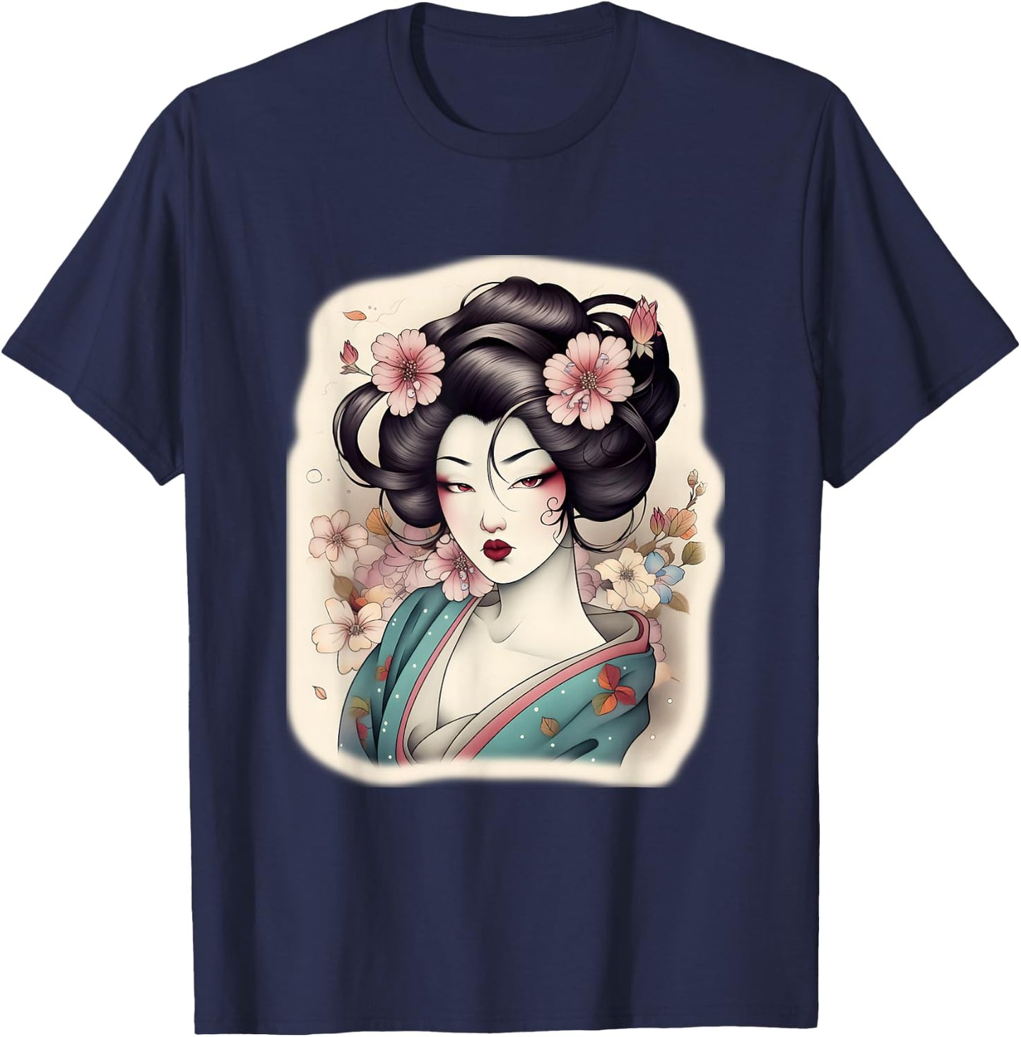 Japanese Geisha Tattoo Design Women T-Shirt - T-Shirt | Navy