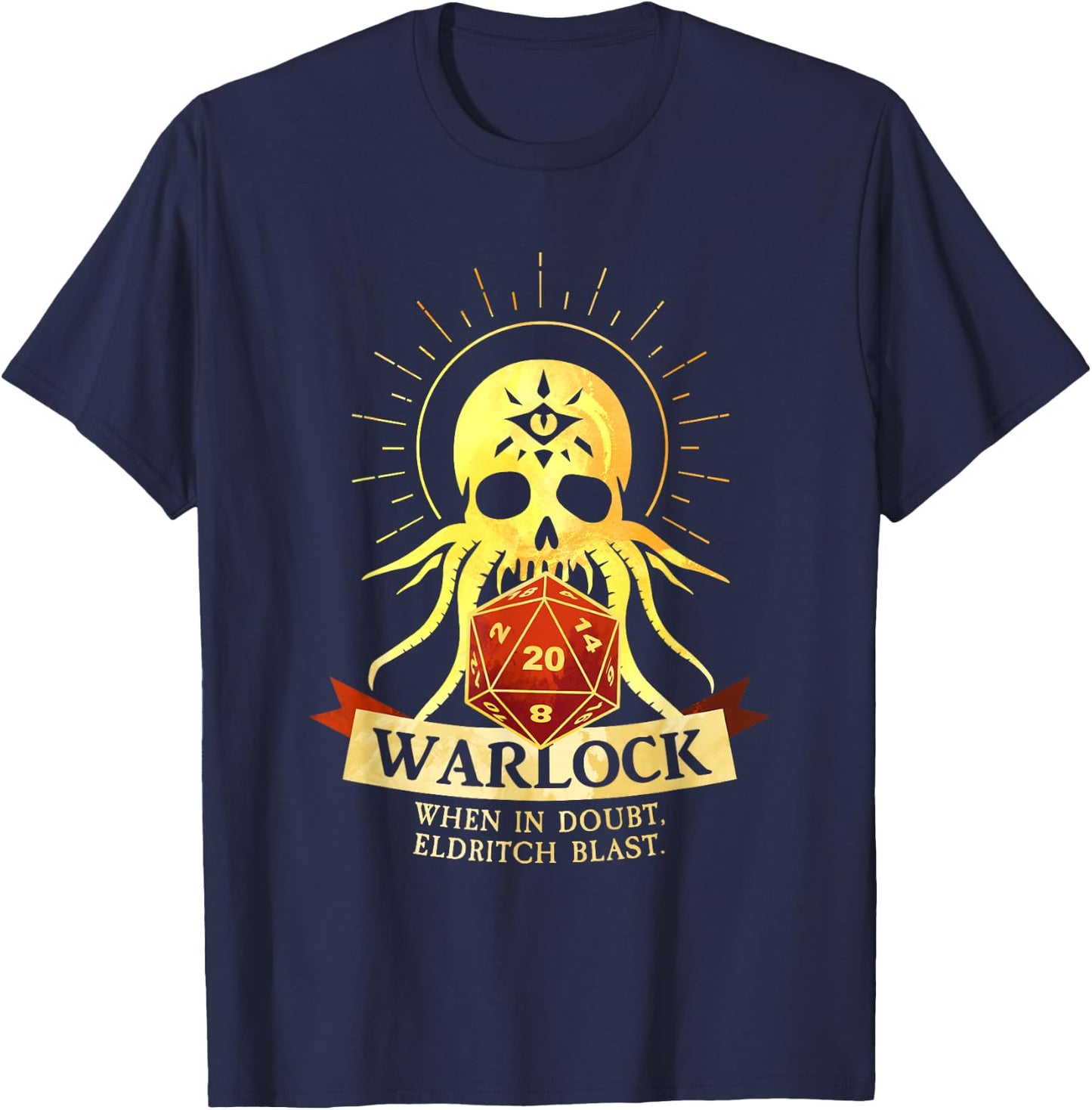 Warlock Fantasy RPG TRPG Gamer Class T-Shirt - T-Shirt | Navy