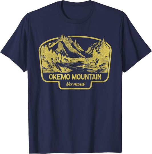 Okemo Mountain Mountains Vermont Hiking Outdoors Vintage T-Shirt - T-Shirt | Navy