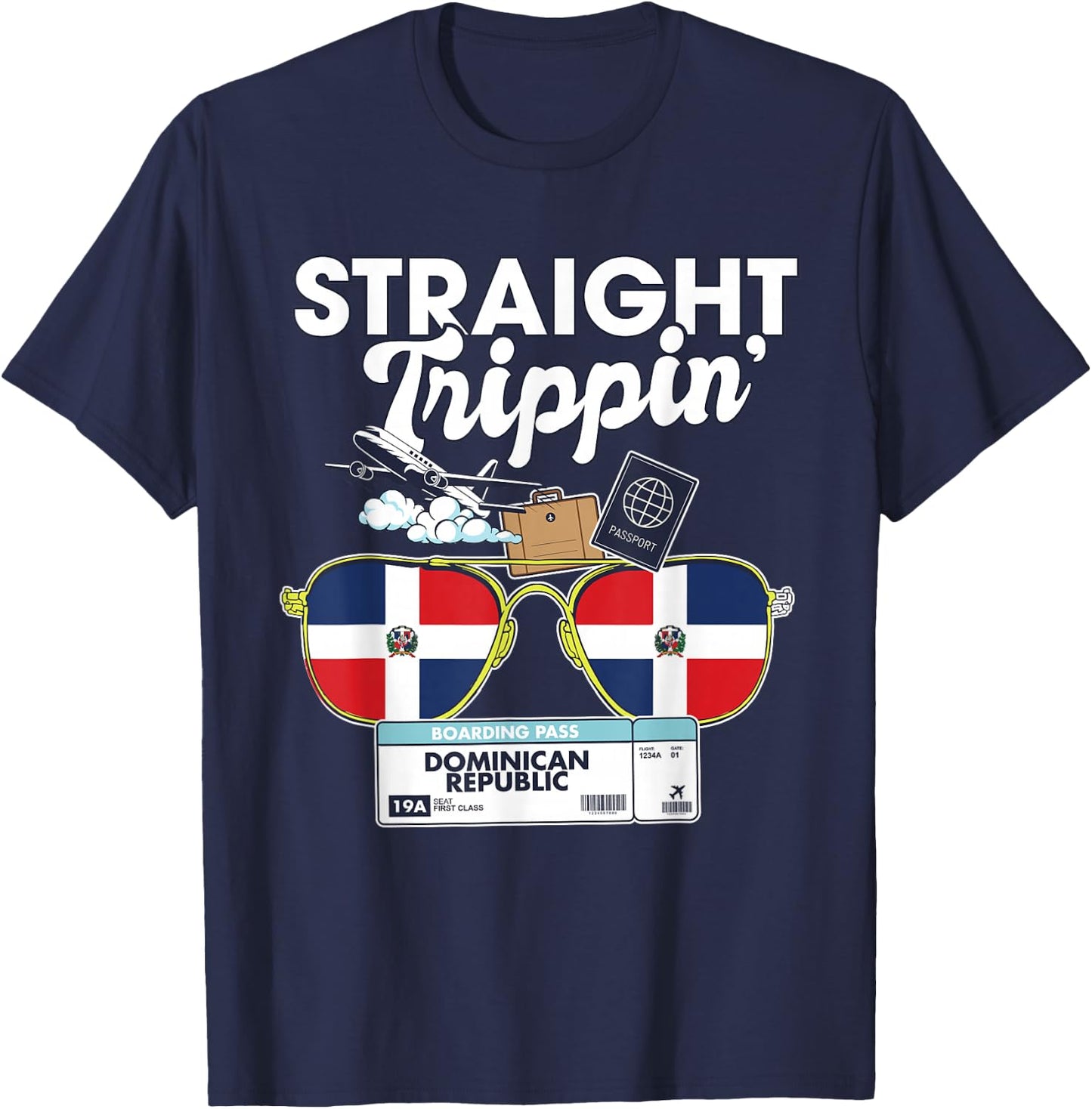Straight Trippin' Dominican Republic Vacation Tour Travel T-Shirt - T-Shirt | Navy