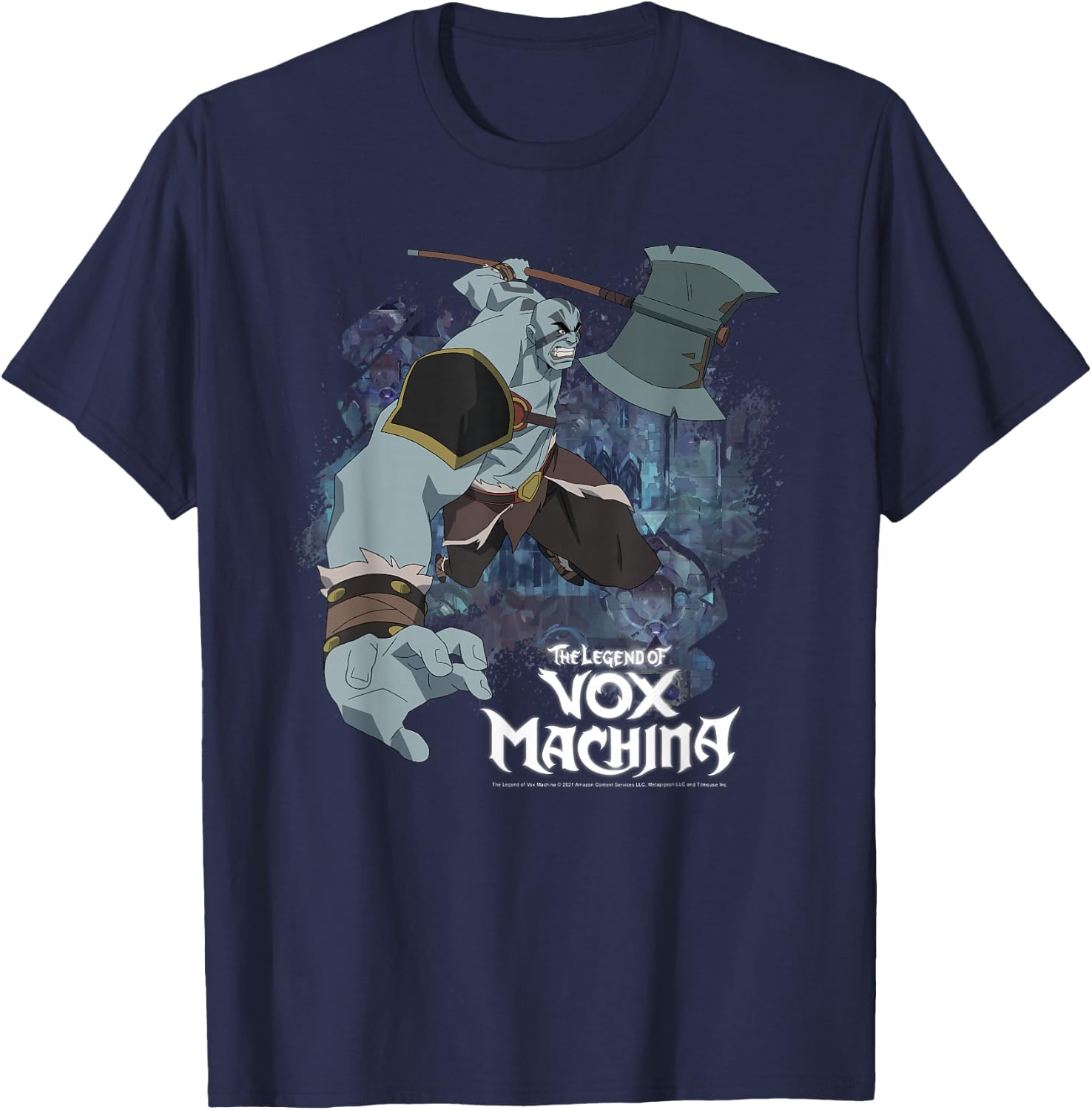 The Legend of Vox Machina Grog Strongjaw with Axe Small T-Shirt - T-Shirt | Navy