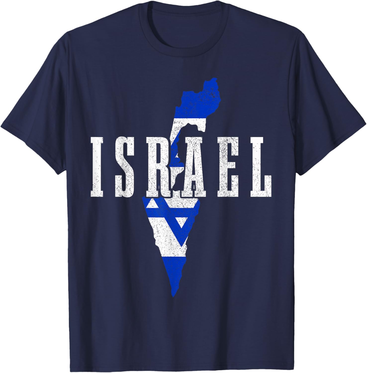 Israel Map Pride Jewish Jew Israelite Israeli Flag T-Shirt - T-Shirt | Navy