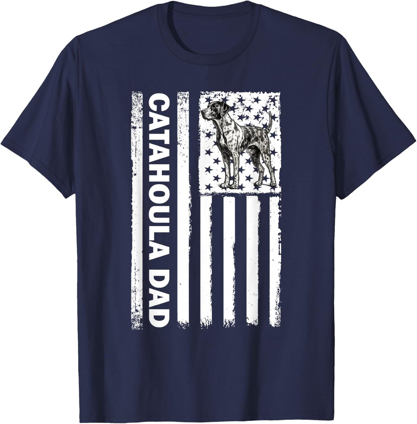American USA Flag 4th July Catahoula Leopard Dog T-Shirt - T-Shirt | Navy