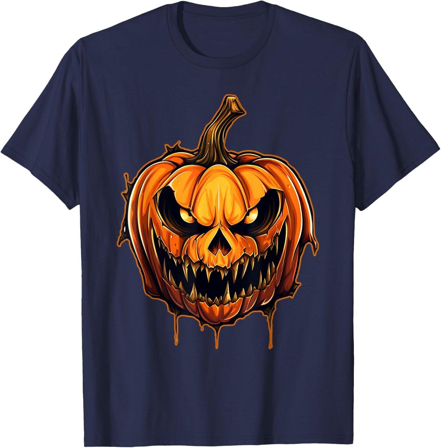Funny Fall Autumn Halloween Scary Pumpkin lazy Costume T-Shirt - T-Shirt | Navy