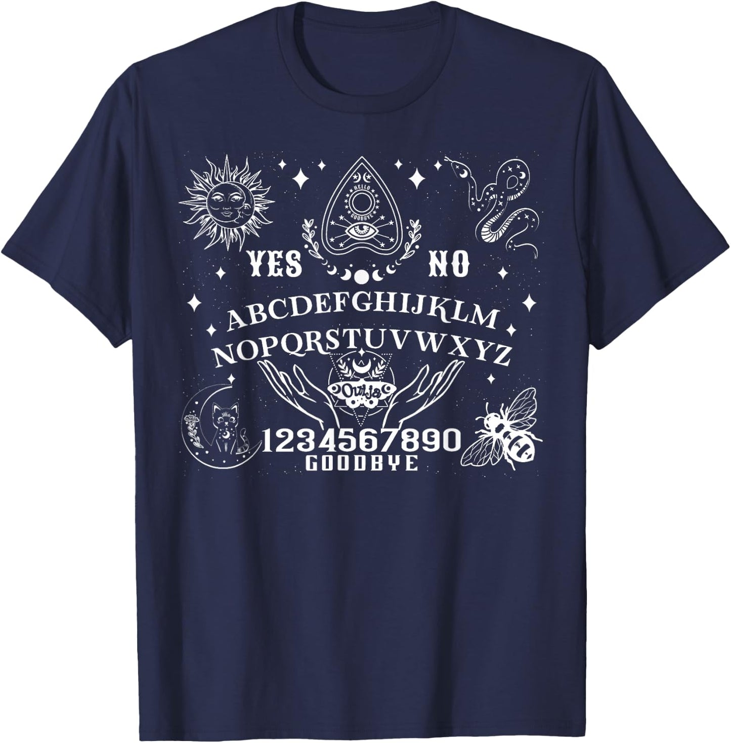 Ouija Board Spirit Board Occult Gothic Halloween Pagan Satan T-Shirt - T-Shirt | Navy
