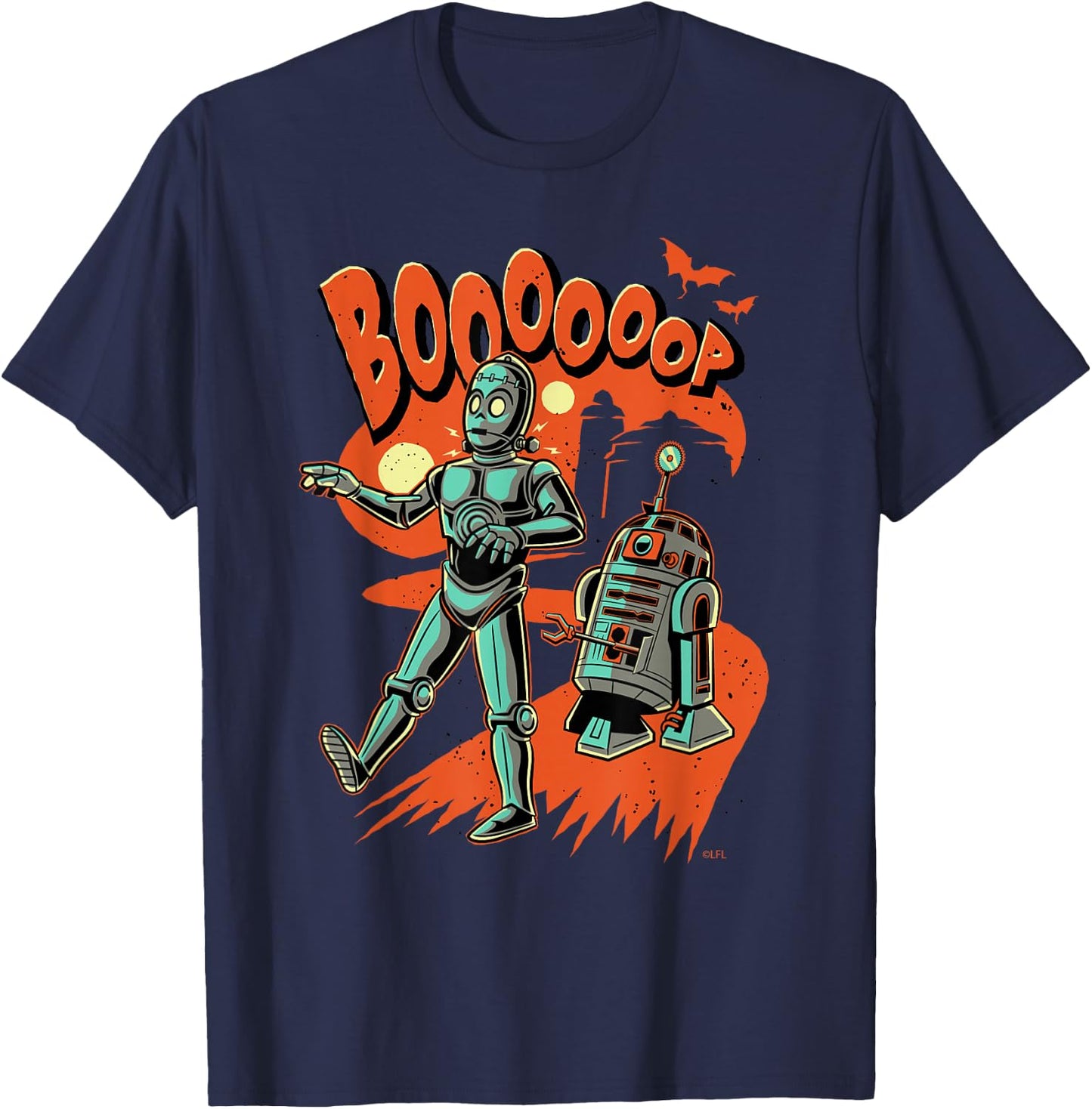 Star Wars R2-D2 & C-3PO Monster Droids Booooop Halloween T-Shirt - T-Shirt | Navy