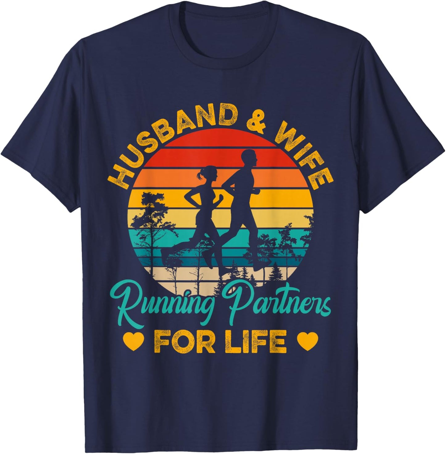 Husband And Wife Running Partners For Life T-Shirt - T-Shirt | Navy