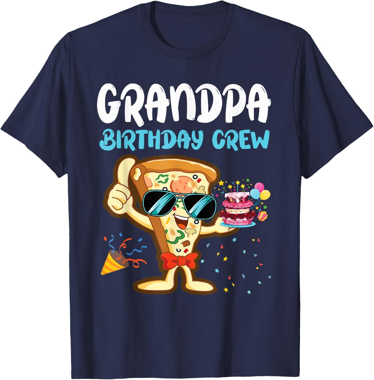 Grandpa Birthday Crew Pizza Lover Party Boys Kid Girls Theme T-Shirt - T-Shirt | Navy