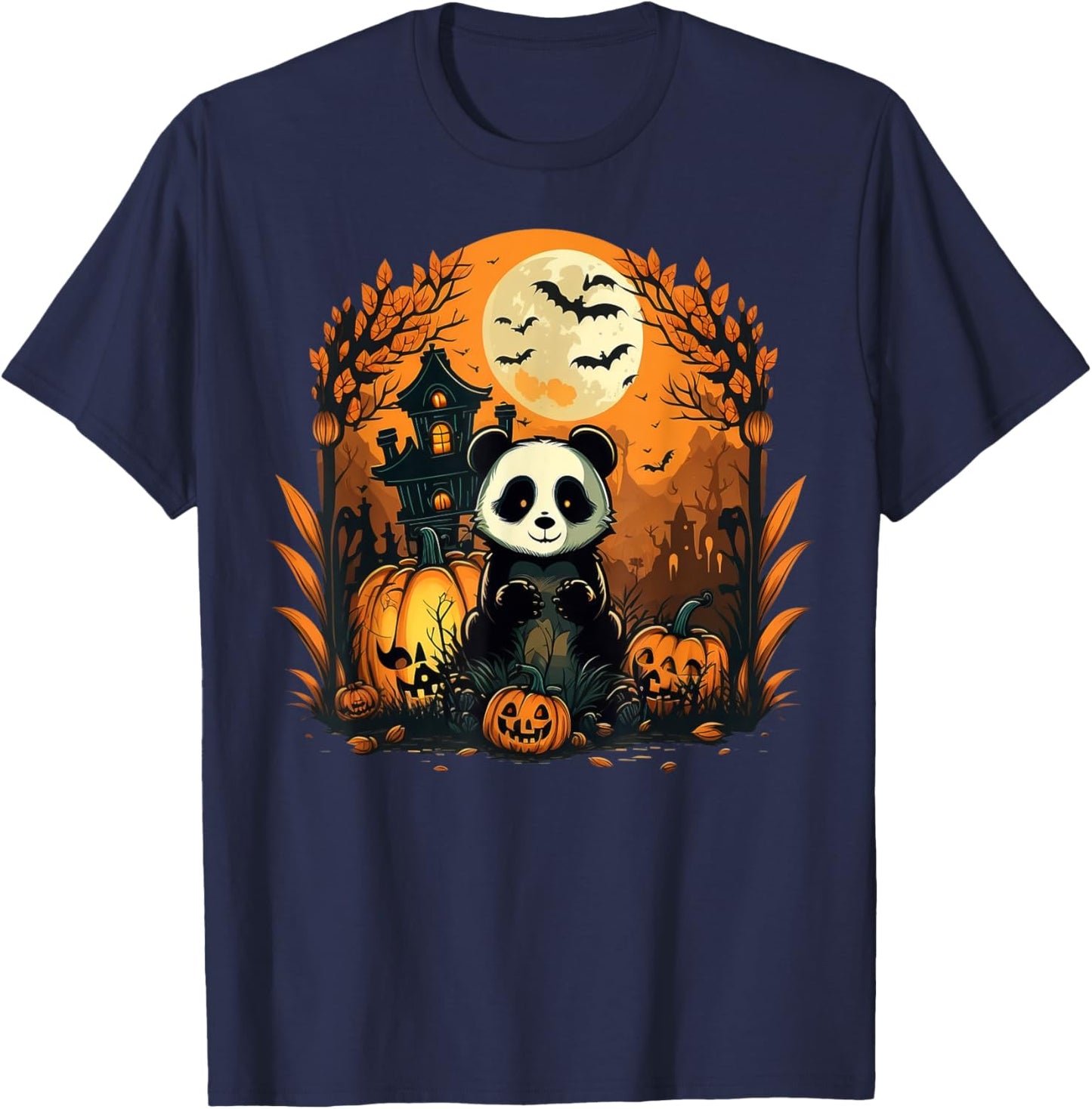 Pumpkin Panda costume on Panda Halloween T-Shirt - T-Shirt | Navy