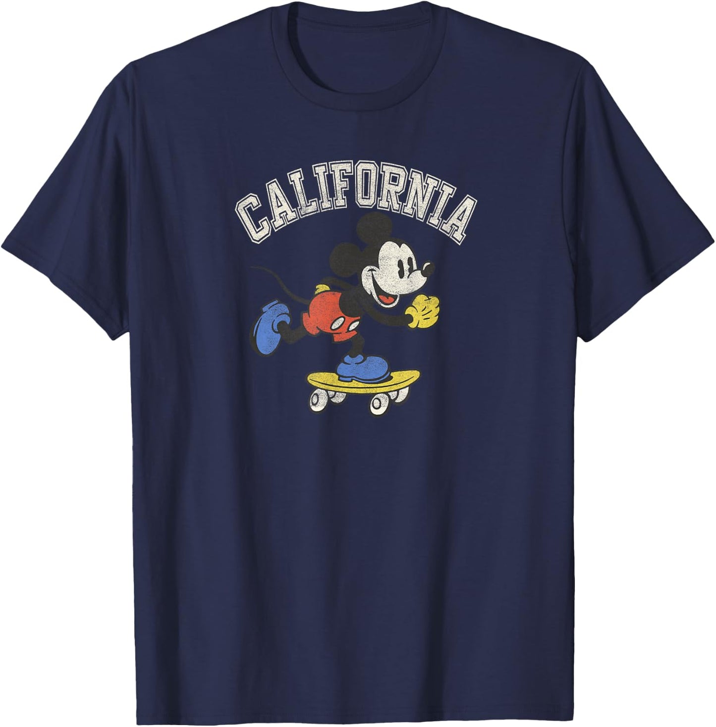 Disney Mickey Mouse On A Skateboard California Arch T-Shirt - T-Shirt | Navy
