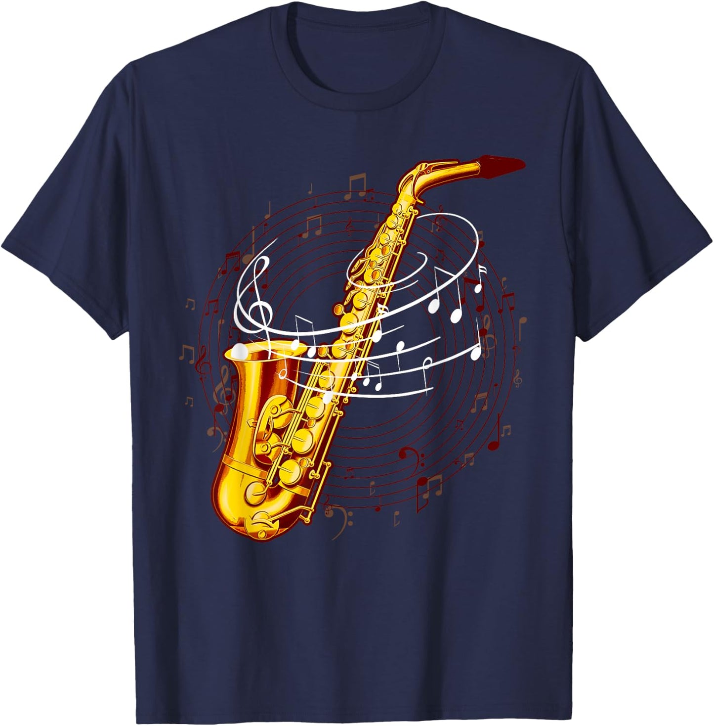 Cool Saxophone Women Jazz Music Notes Musician Sax T-Shirt - T-Shirt | Navy