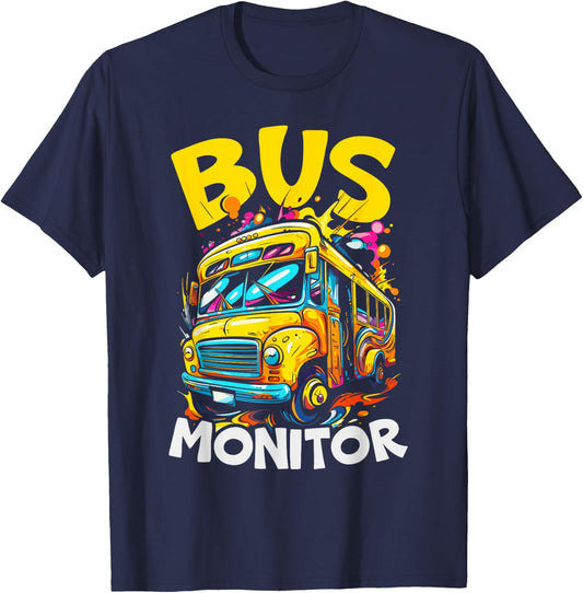 School Bus Monitor Bus Aide Attendant Bus Monitor T-Shirt - T-Shirt | Navy