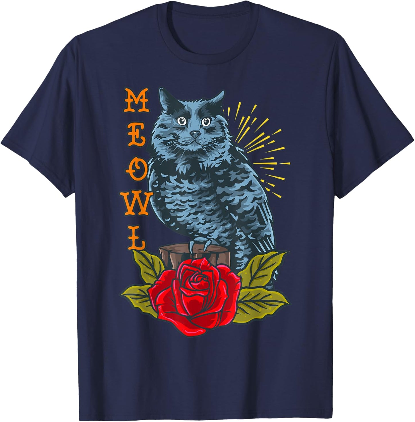 Meowl Cat And Owl Women Kids T-Shirt - T-Shirt | Navy