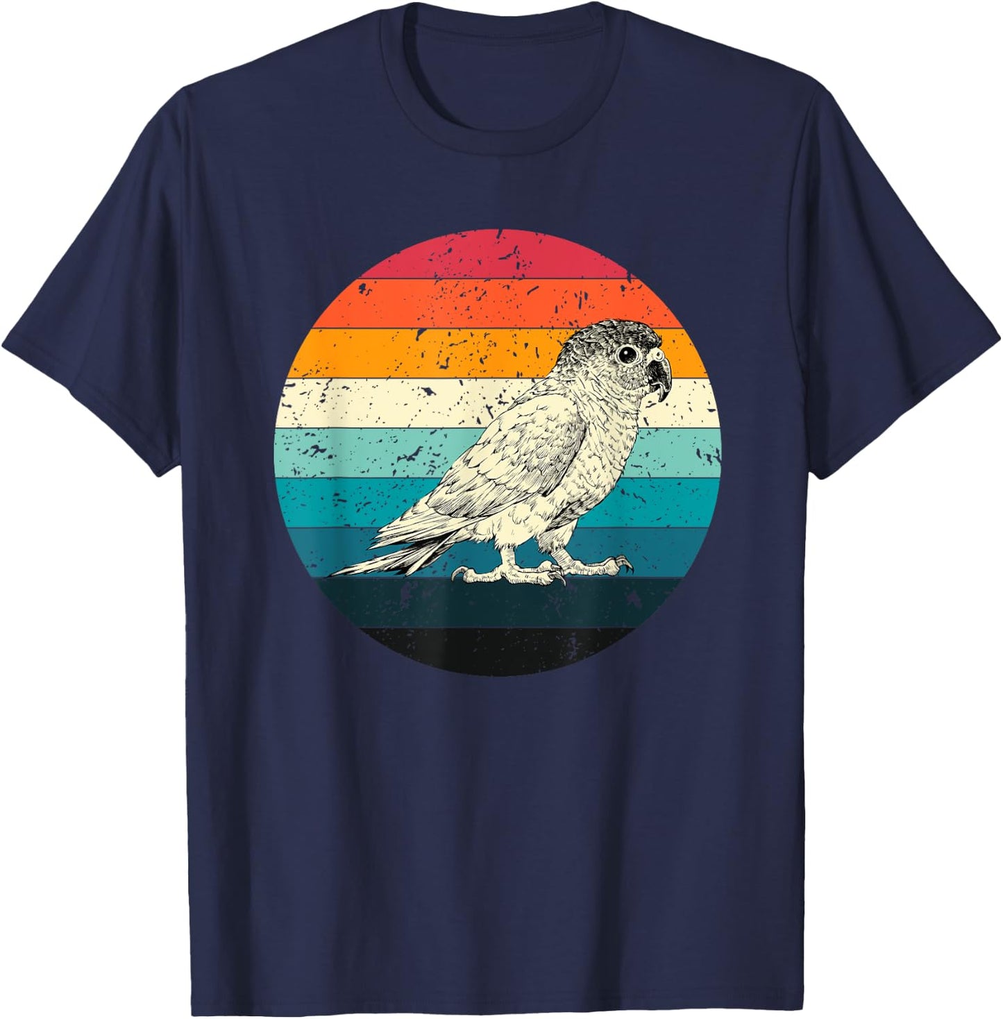 Retro Vintage Green Cheek Conure with Sunglasses Bird Lover T-Shirt - T-Shirt | Navy