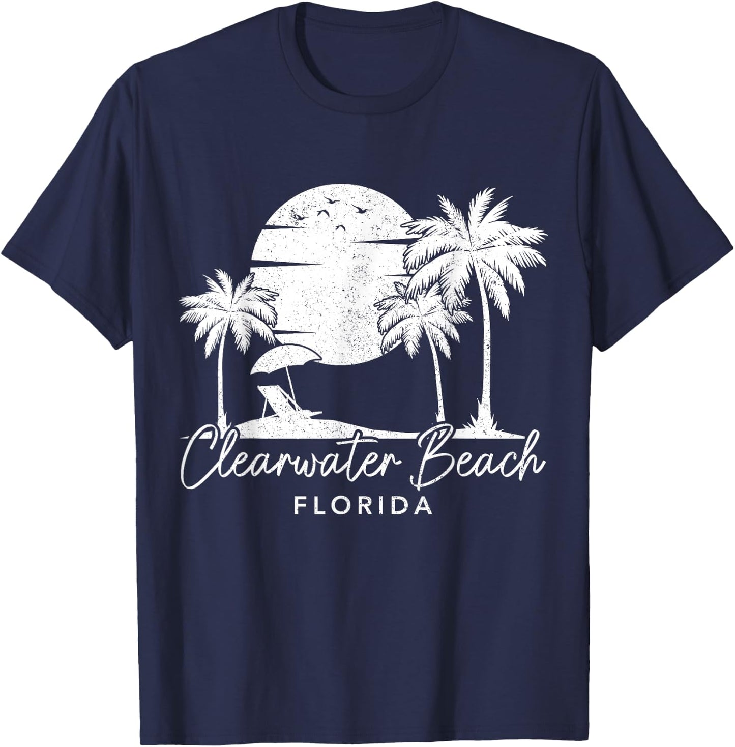 Clearwater Beach Florida FL Vintage Sunset Surfer Vacation T-Shirt - T-Shirt | Navy