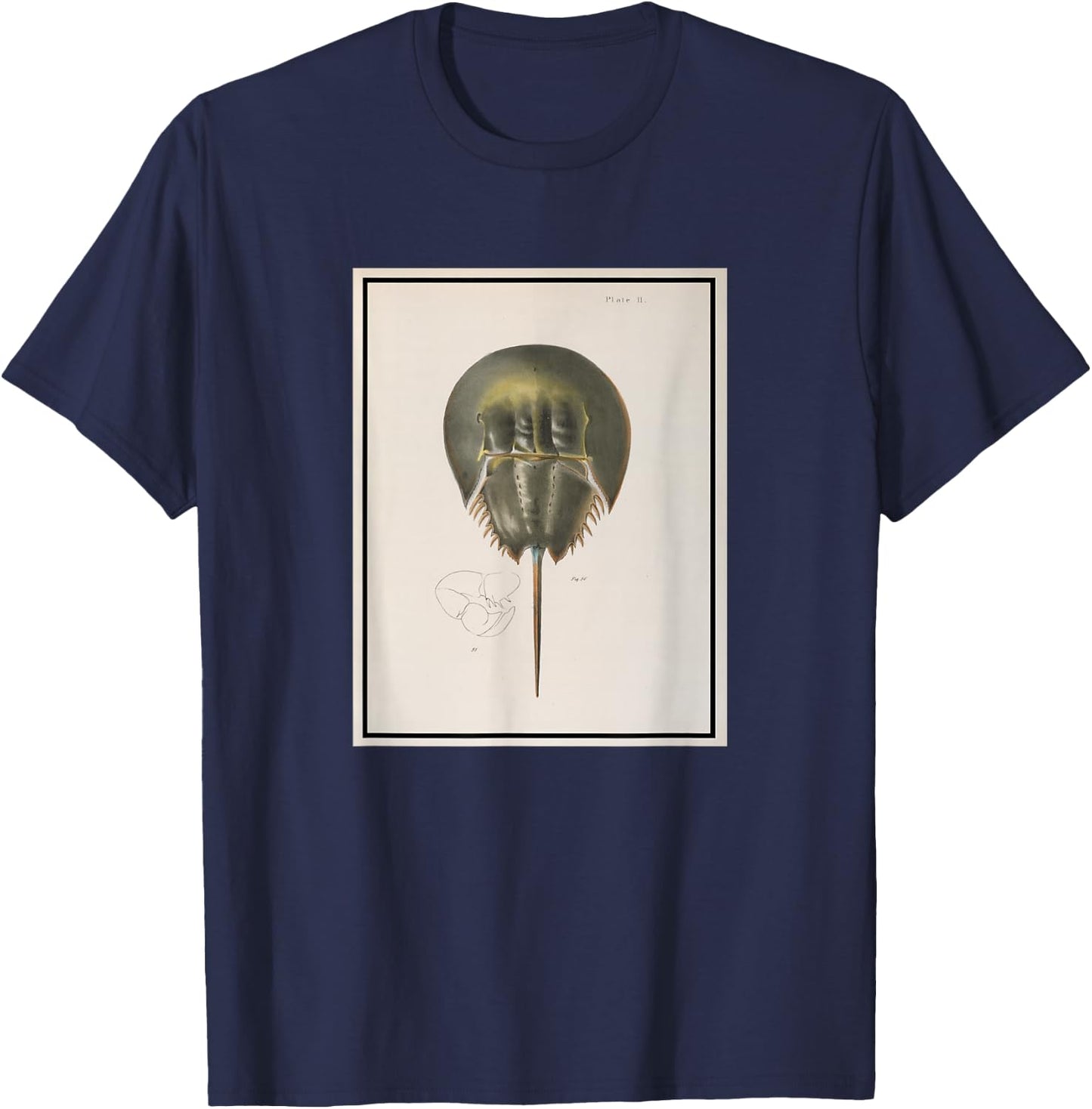 Vintage Horseshoe Crab Illustration (1844) T-Shirt - T-Shirt | Navy