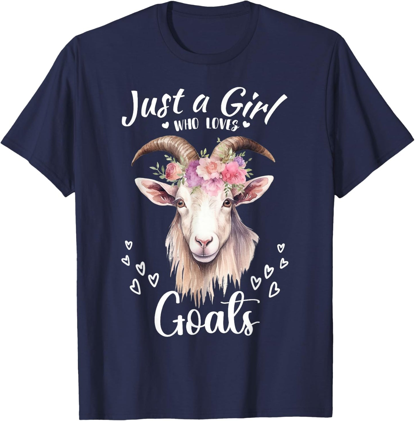 Just a Girl Who Loves Goats Women Girls Who Love Animals T-Shirt - T-Shirt | Navy
