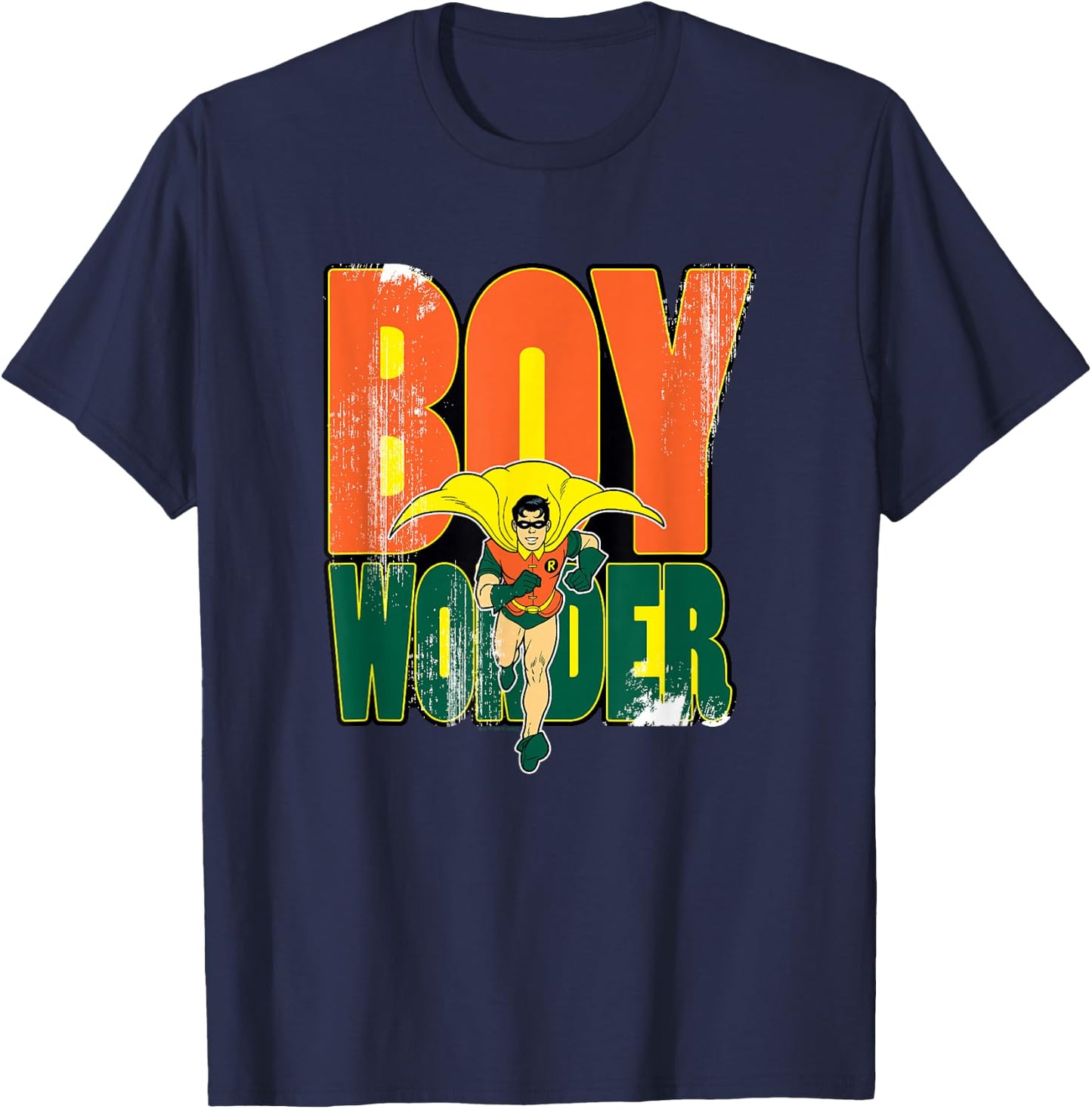 Batman Vintage Classic Boy Wonder Robin Distressed Superhero T-Shirt - T-Shirt | Navy