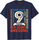 Nine 9yr Vintage 9th Birthday 9 Years Old Retro 108 Months T-Shirt - T-Shirt | Navy