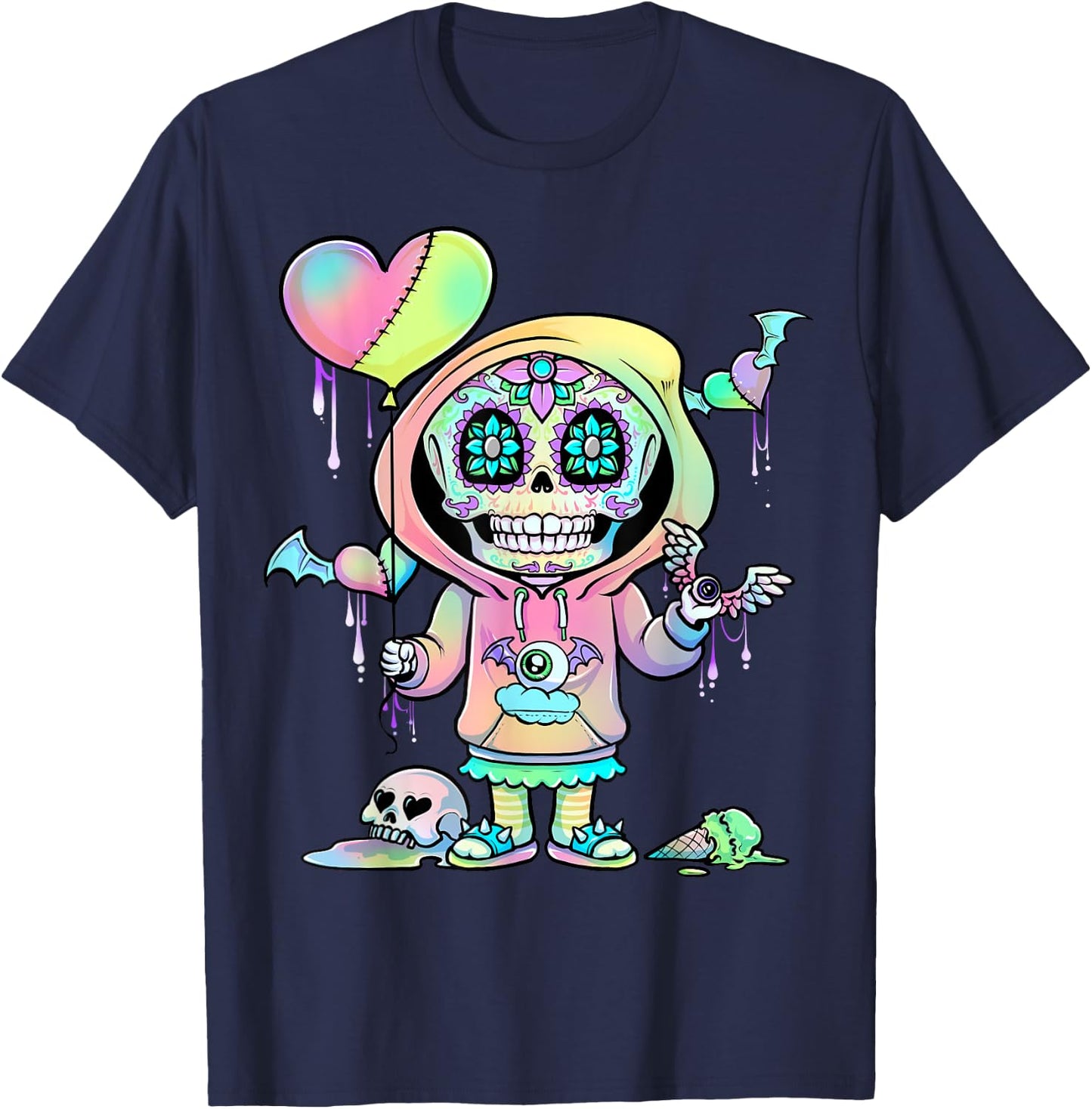 Pastel Goth Menhera Nu Goth Kawaii T-Shirt - T-Shirt | Navy