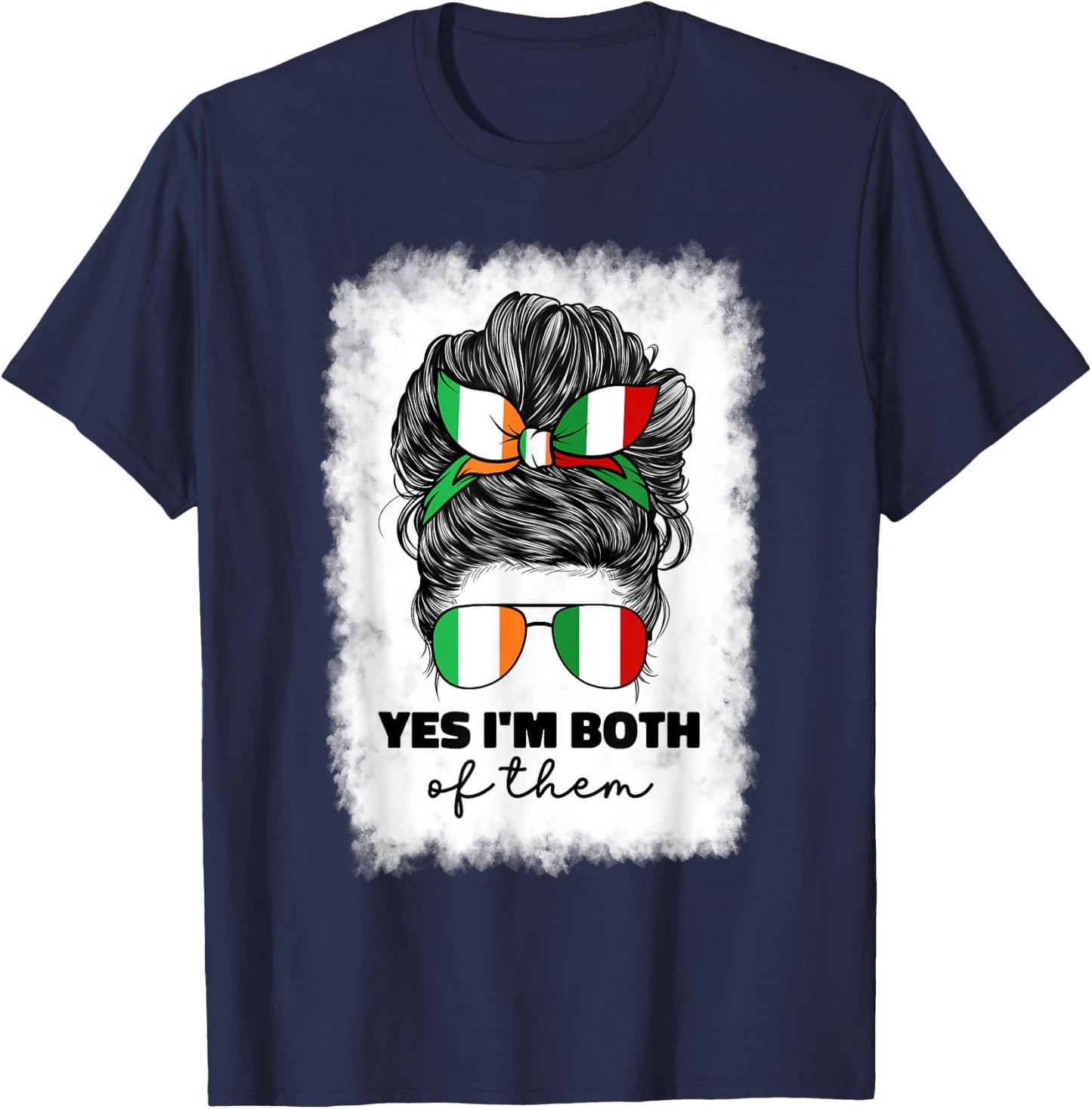 Half Italian And Irish Ireland Italy Flag Girl Mix T-Shirt - T-Shirt | Navy