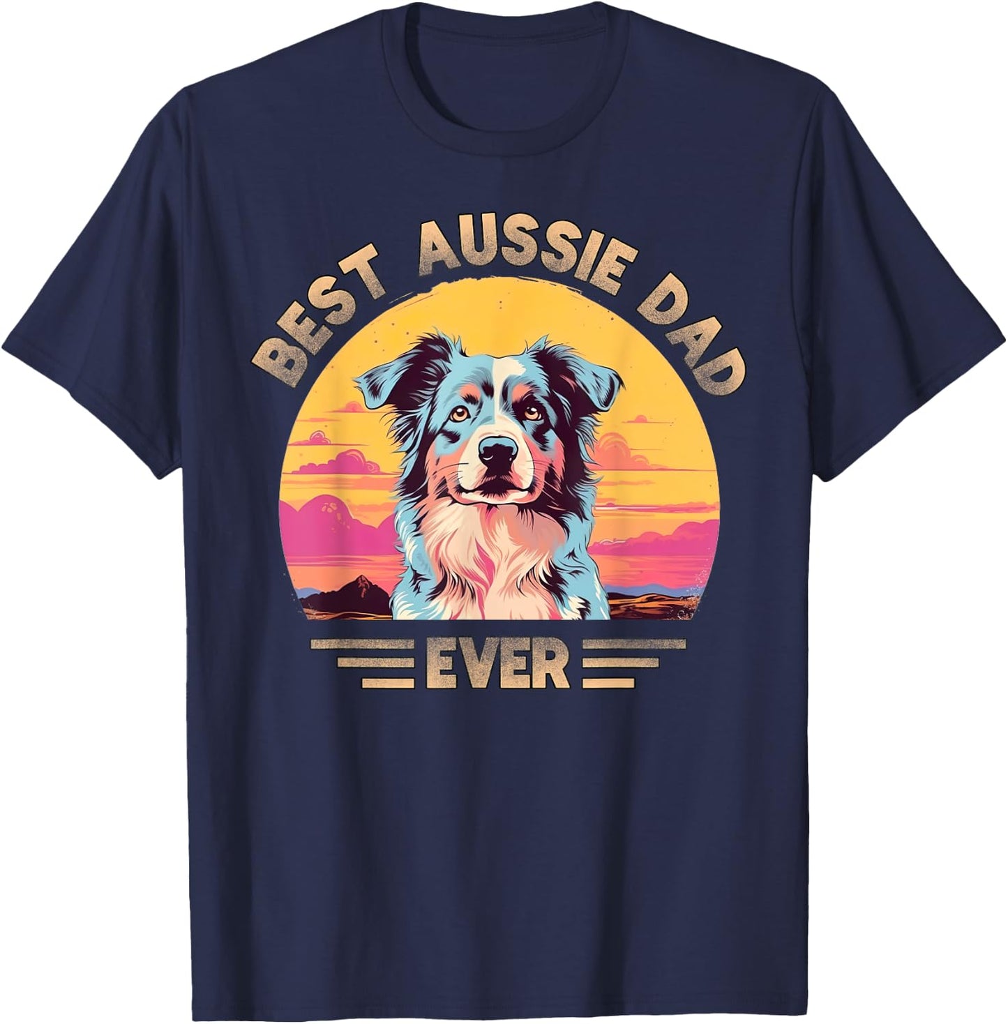 Aussie DAD Australian Shepherd T-Shirt - T-Shirt | Navy