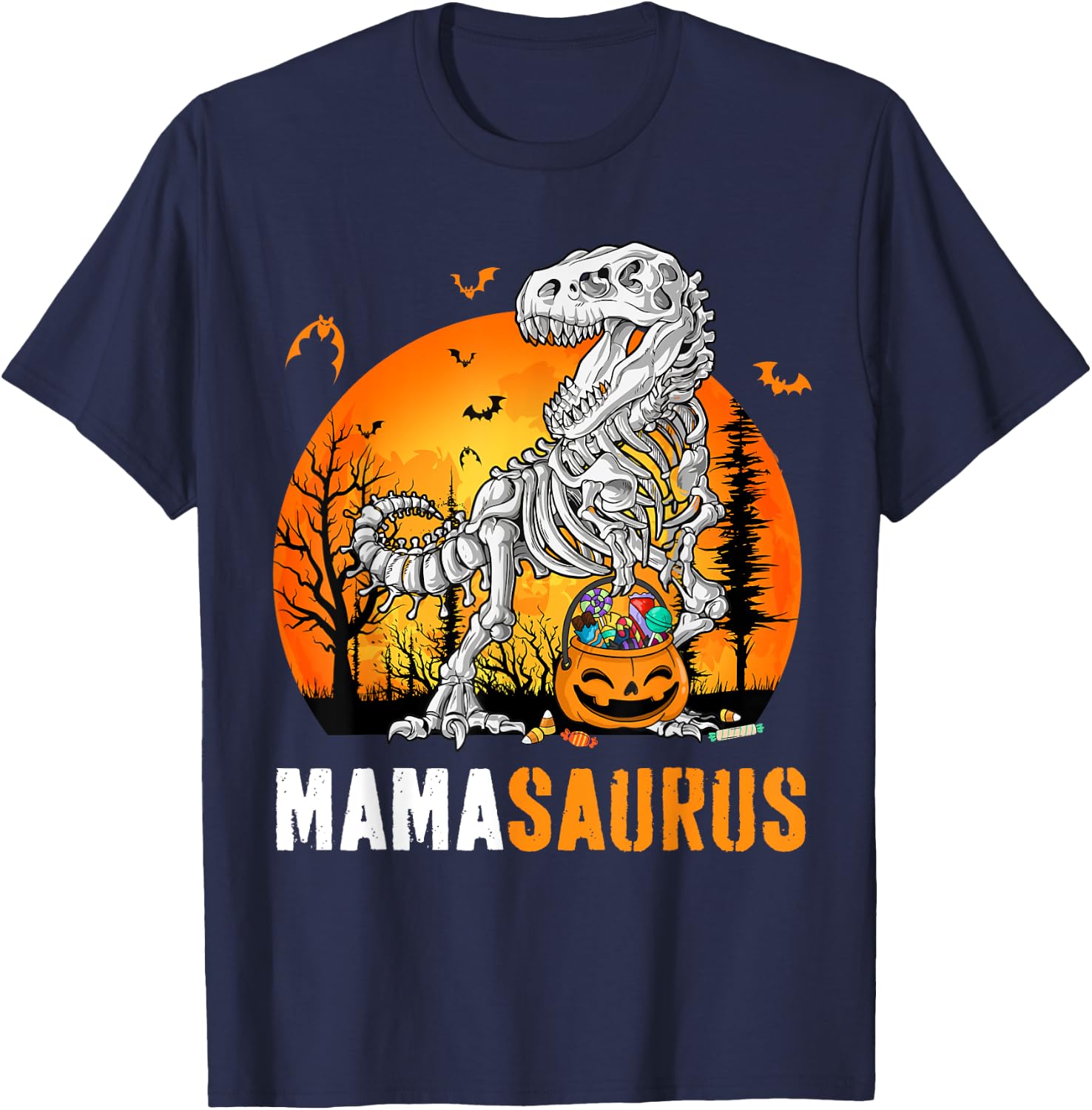 Mamasaurus Dinosaur Skeleton Halloween Mama Saurus T-Shirt - T-Shirt | Navy