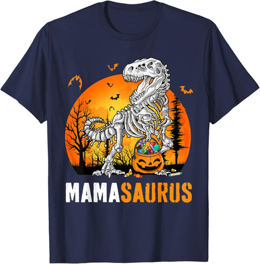 Mamasaurus Dinosaur Skeleton Halloween Mama Saurus T-Shirt - T-Shirt | Navy