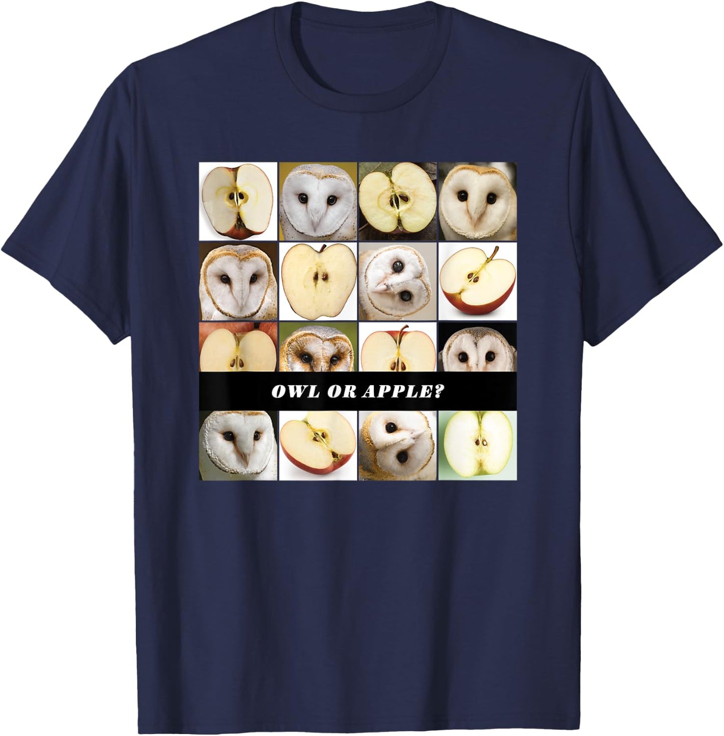 Barn Owl or Apple? AI Machine Learning Food or Object Meme T-Shirt - T-Shirt | Navy