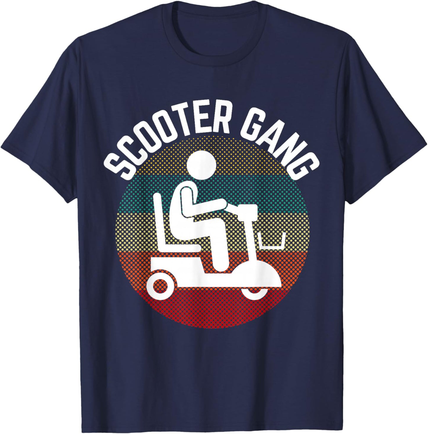 Mobility Scooter Gang Retro Vintage Moped Motorcycle Wheeler T-Shirt - T-Shirt | Navy