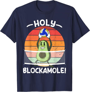 Holy Blockamole Volleyball Avocado Men Women Funny T-Shirt - T-Shirt | Navy