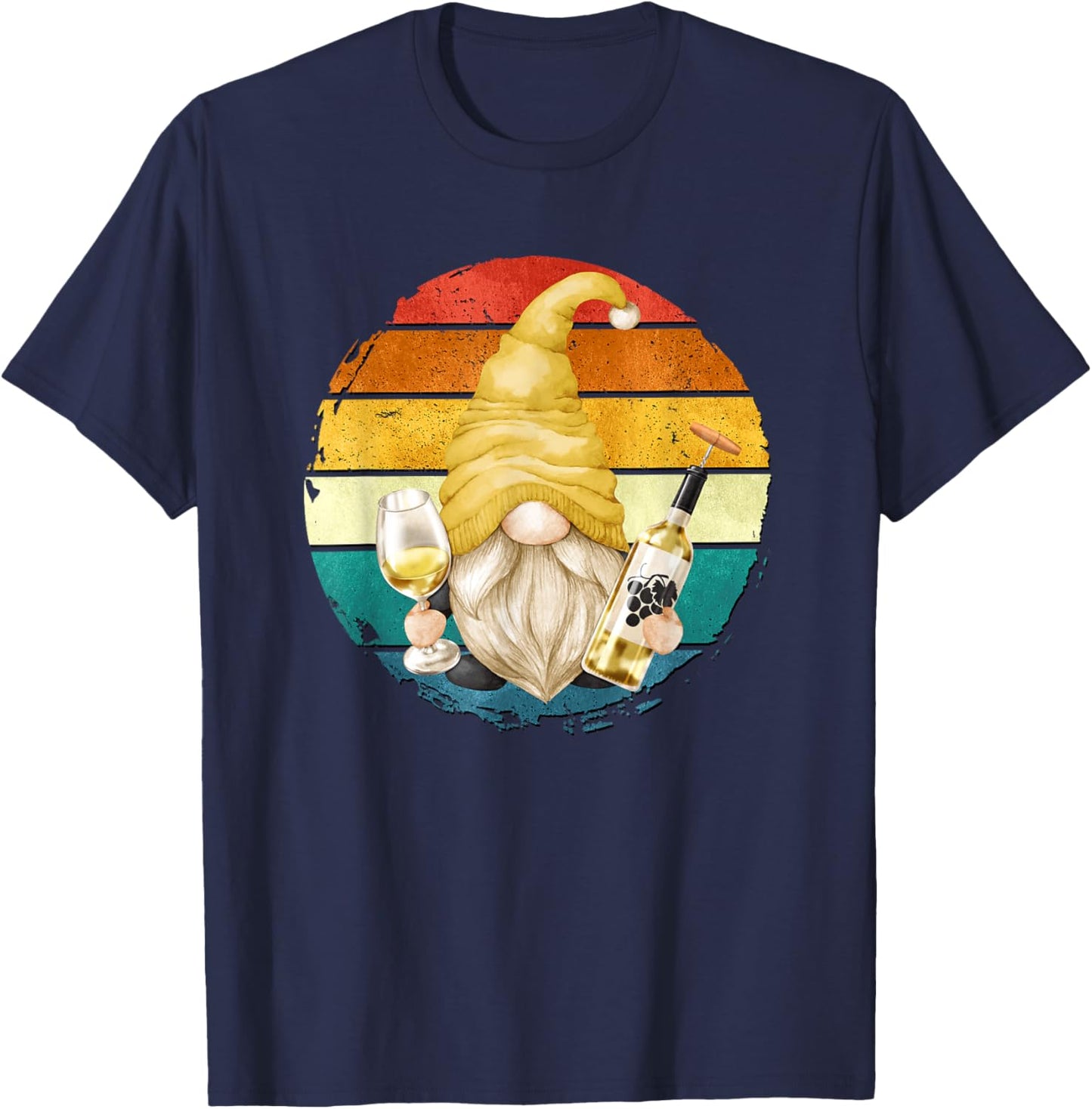 Vintage Wine Gnome Graphic For Just A Girl Who Loves Wine T-Shirt - T-Shirt | Navy