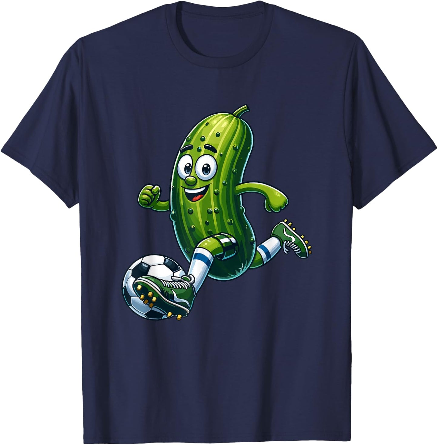 Playful Soccer Pickle - Cartoon Goal Scorer T-Shirt - T-Shirt | Navy