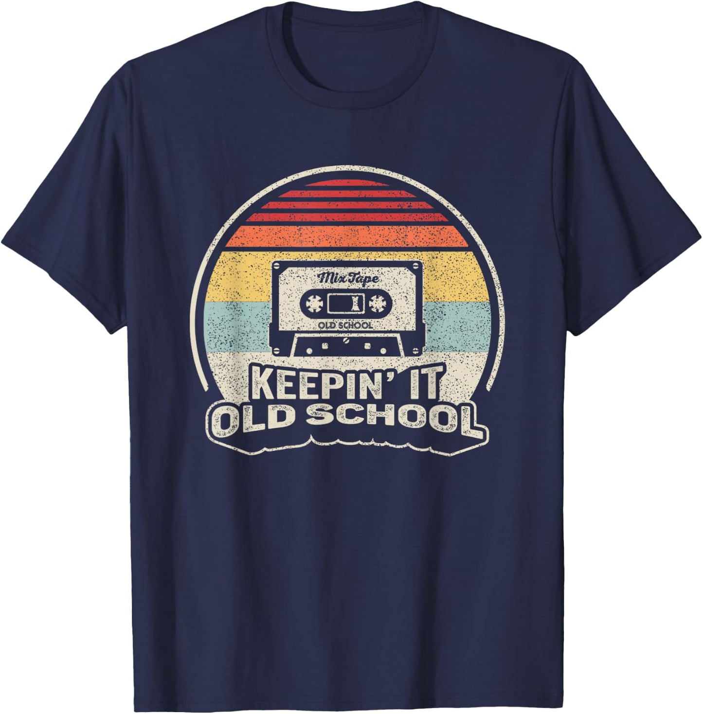 Cassette Music Retro Old School Hip Hop 80s 90s Mixtape T-Shirt - T-Shirt | Navy