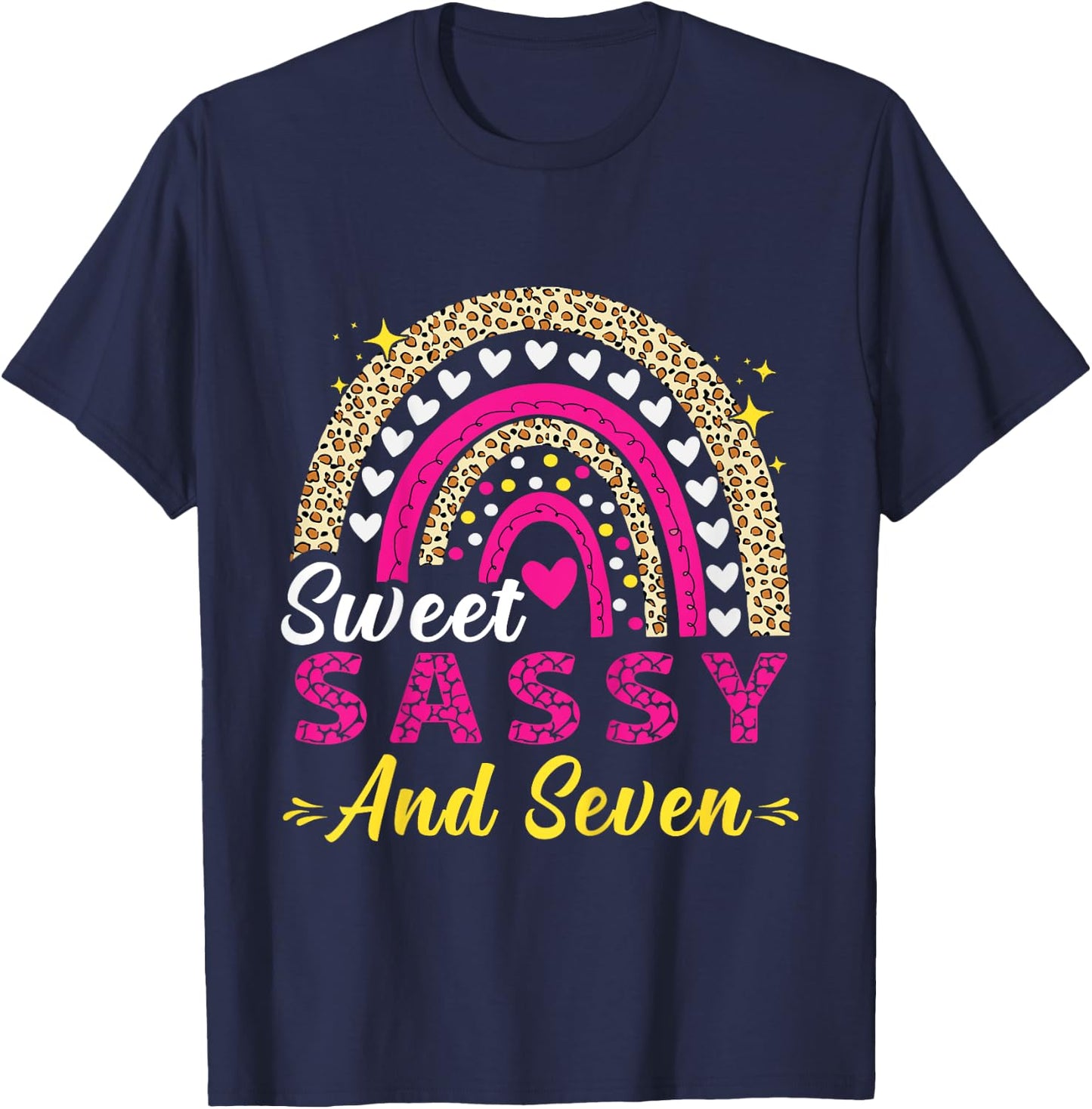 Happy 7th Birthday Sweet Sassy and Seven Girls 7 Years Old T-Shirt - T-Shirt | Navy