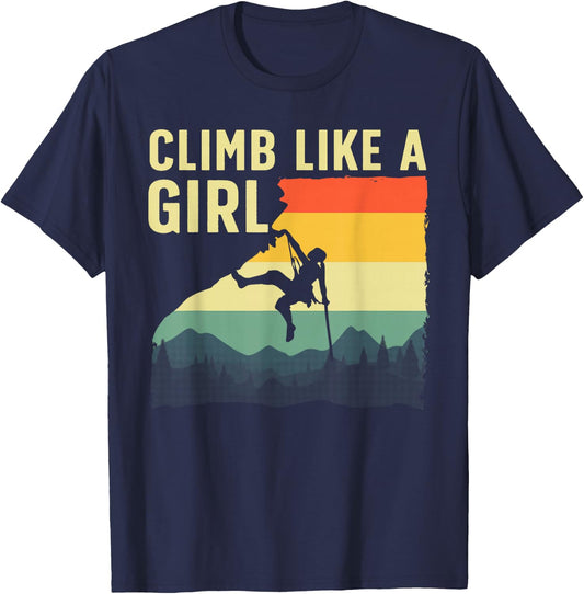 Cool Rock Climbing Girls Mountain Rock Climbers T-Shirt - T-Shirt | Navy