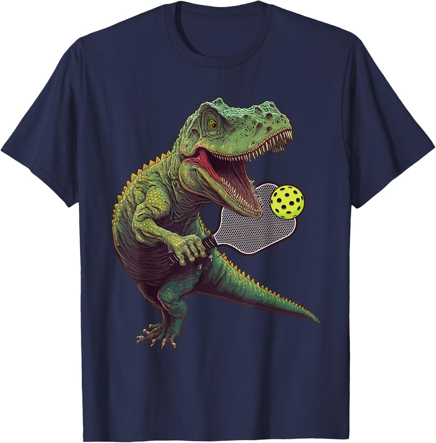 Funny Dinosaur Play Pickleball T-Shirt - T-Shirt | Navy