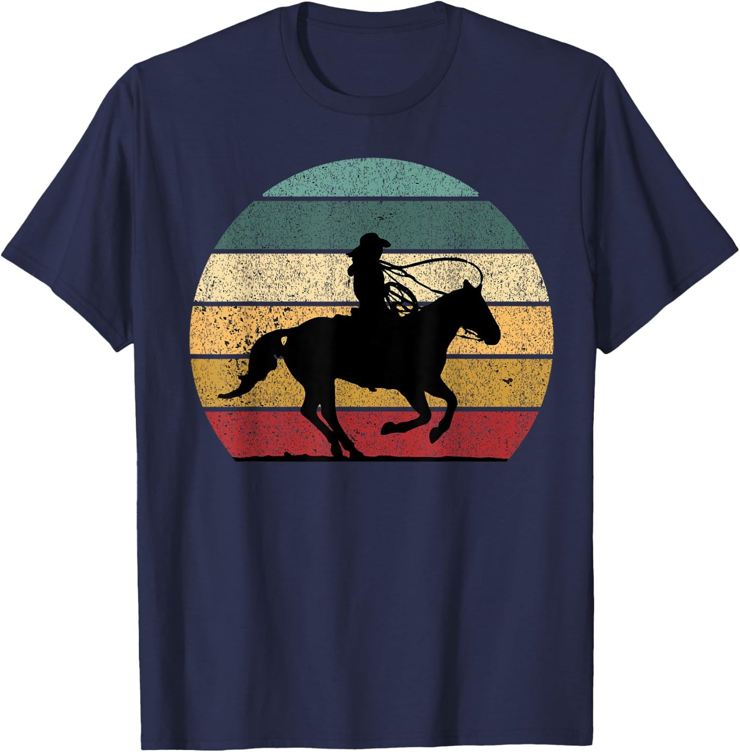 Girl Roping Horse Riding Cowgirl Vintage Texas Equestrian T-Shirt - T-Shirt | Navy