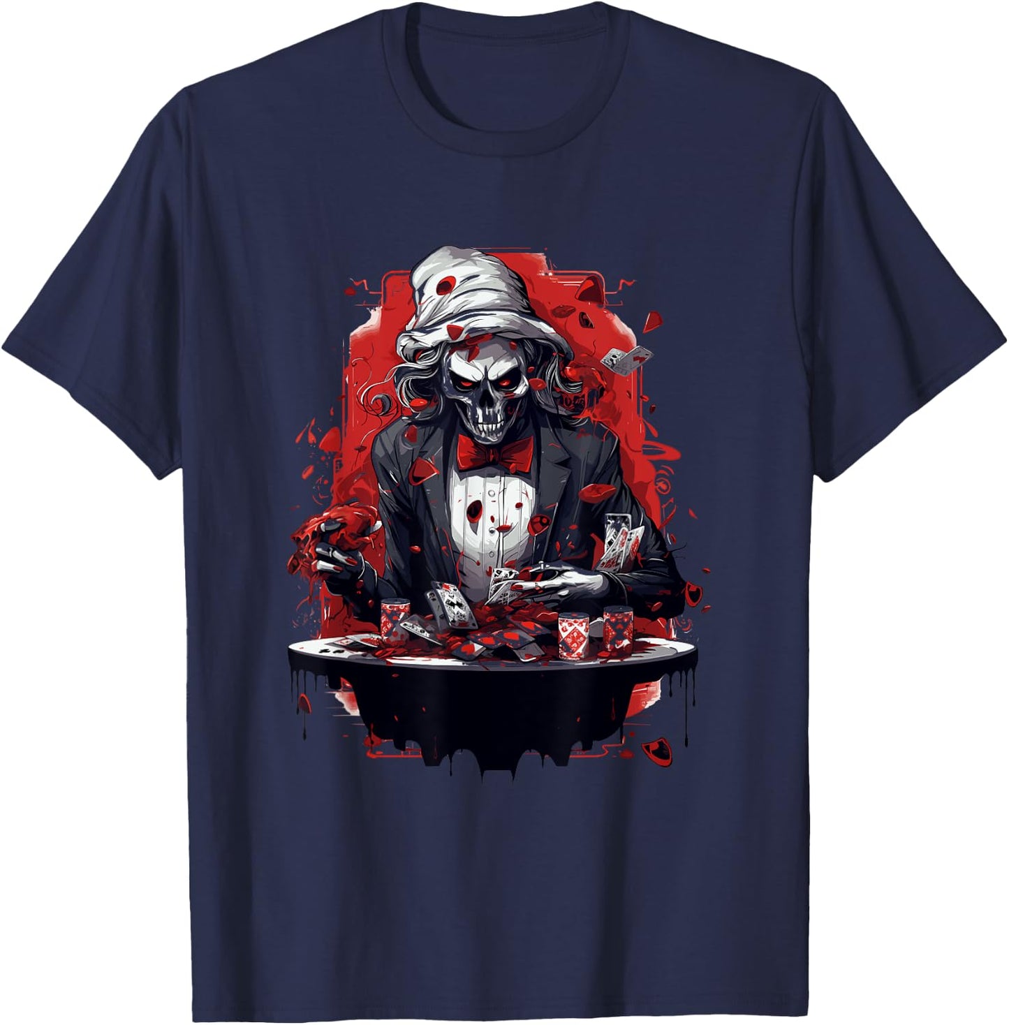 Funny Poker Skeleton Card Player Casino Gambler Poker T-Shirt - T-Shirt | Navy