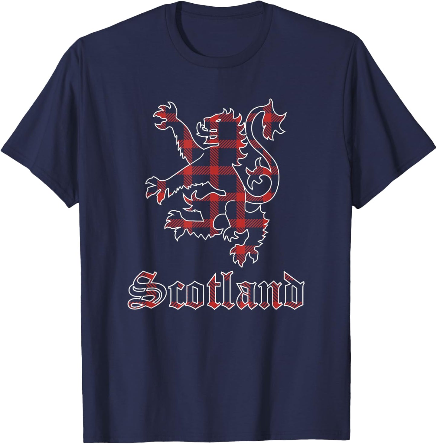 Vintage Plaid Scotland Lion Scottish Pride T-Shirt - T-Shirt | Navy